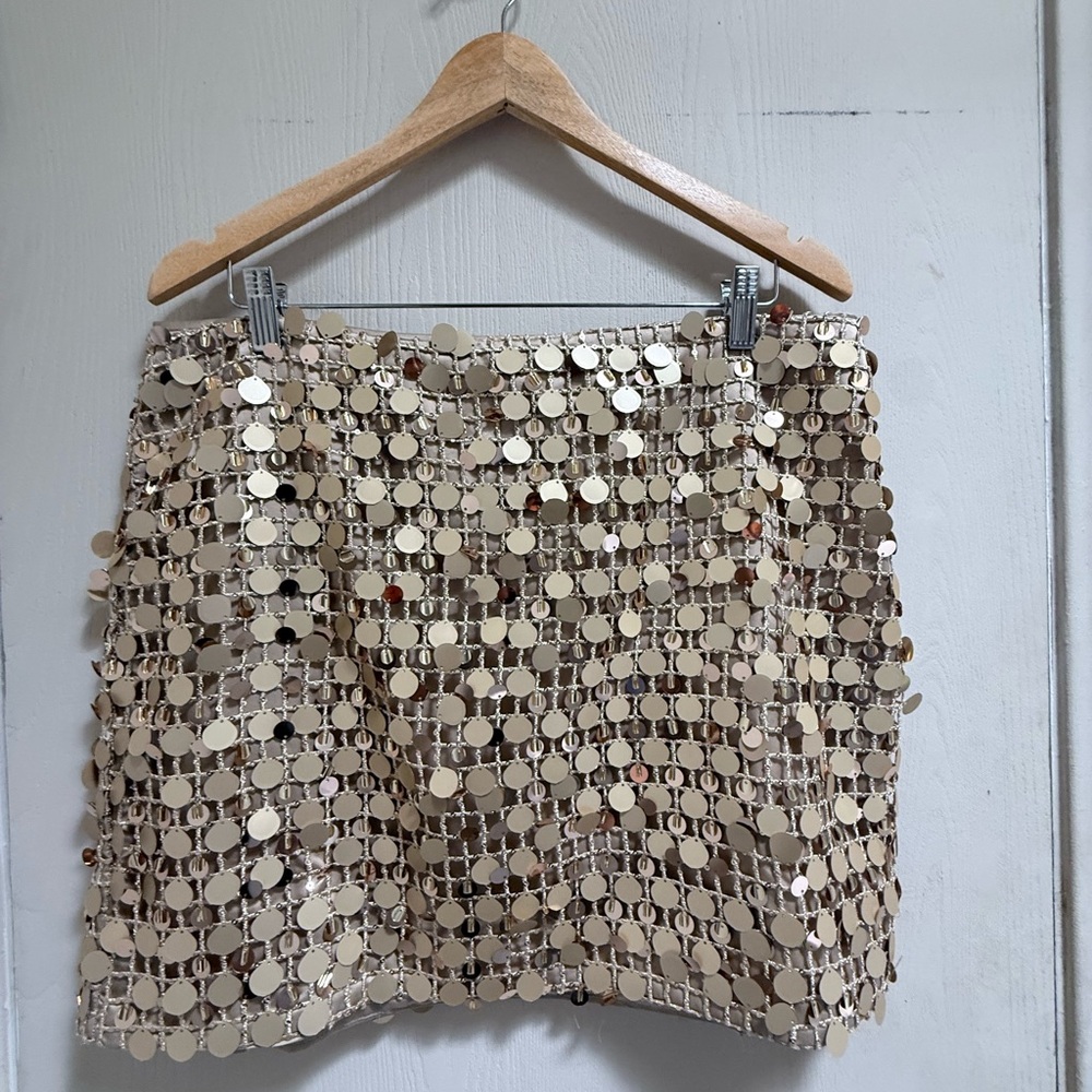 Guess Gold Sequin Mini Skirt